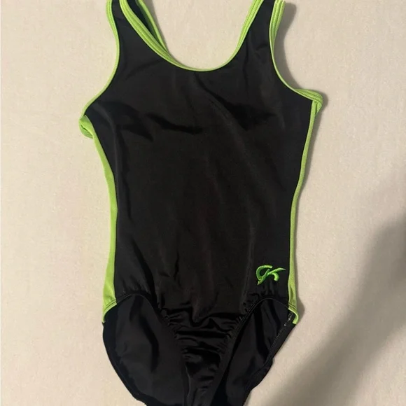 GK Kids One Piece Swimsuit in Black and Neon Green - Picture 2 of 5